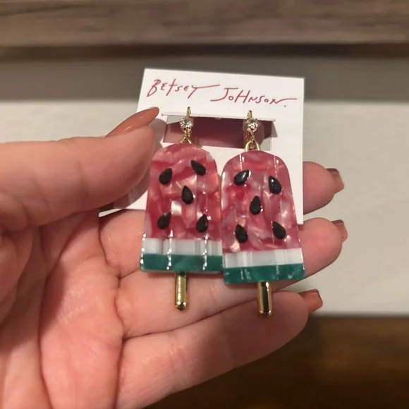 Betsey Johnson Pink and Green Popsicle Earrings - Picture 2 of 3